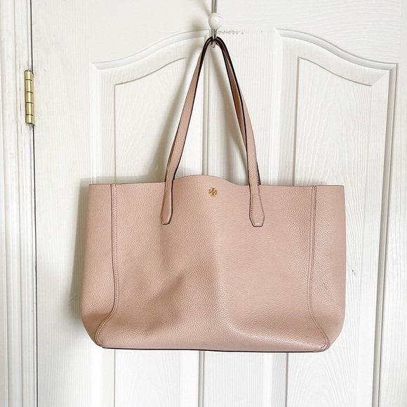 Tory Burch Blake Shell Pink Pebbled Leather Tote Bag - Picture 2 of 11